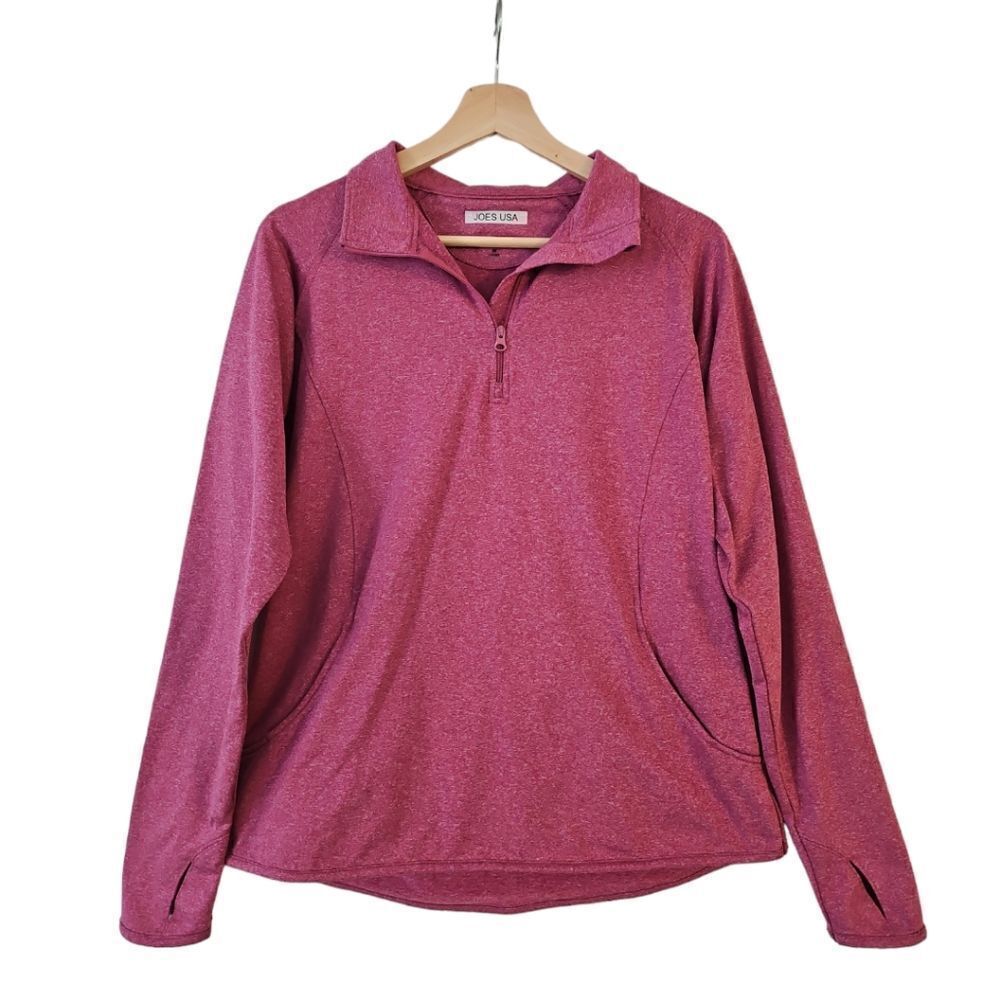 Joe's USA Ladies Sport-Wick Stretch 1/2-Zip Pullover Long Sleeve Dusty Rose Sz M